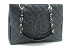 CHANEL Grained Calfskin GST 13" Shopping Tote Chain Shoulder Bag