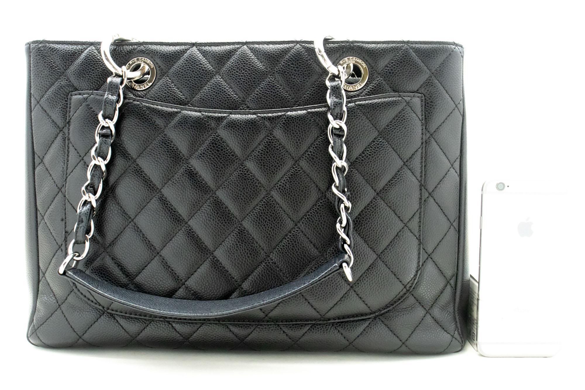 Black CHANEL Grained Calfskin GST 13