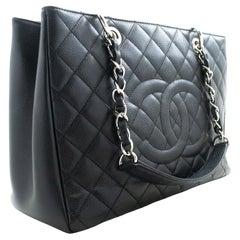 CHANEL Grained Calfskin GST 13" Shopping Tote Chain Shoulder Bag