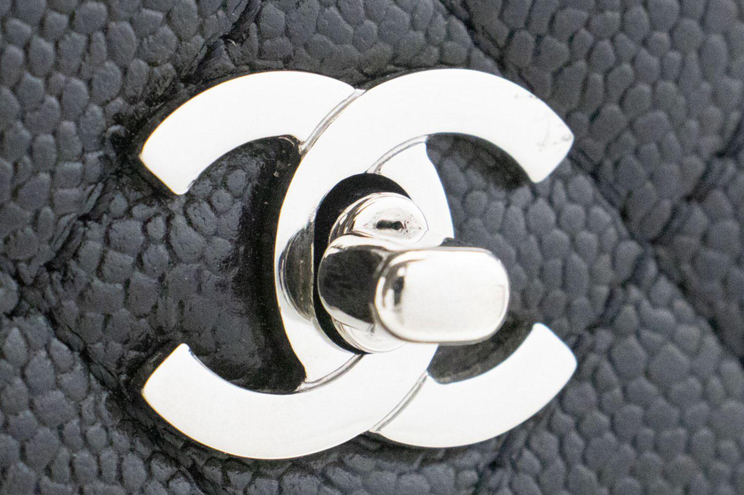 CHANEL Grained Calfskin Handbag Top Handle Bag Kelly Black Flap For Sale 8