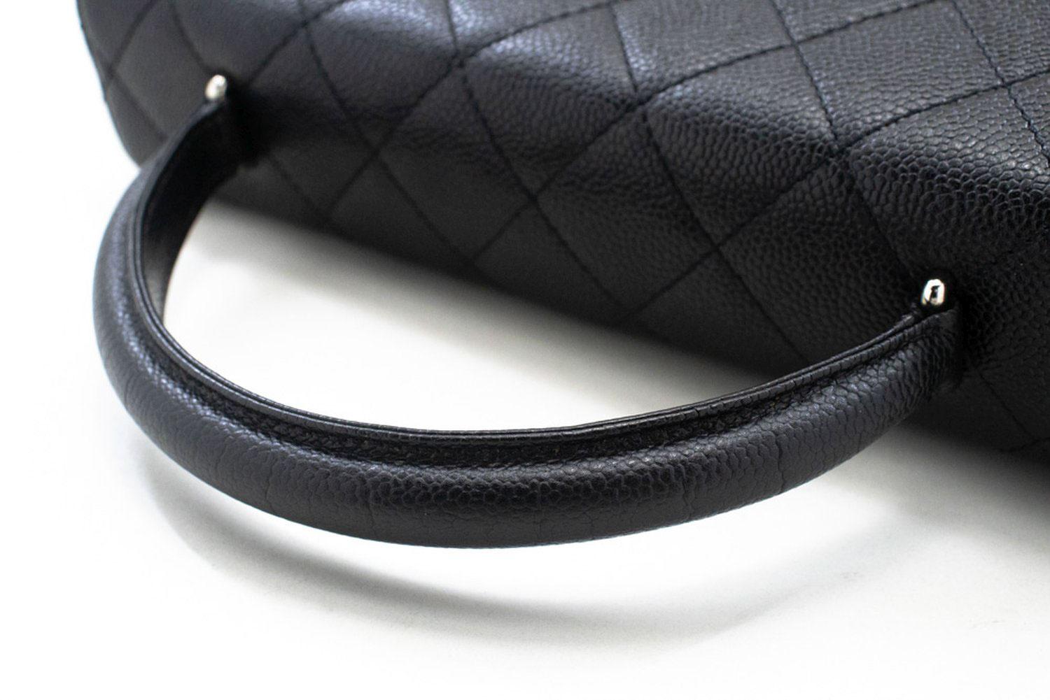 CHANEL Grained Calfskin Handbag Top Handle Bag Kelly Black Flap For Sale 9