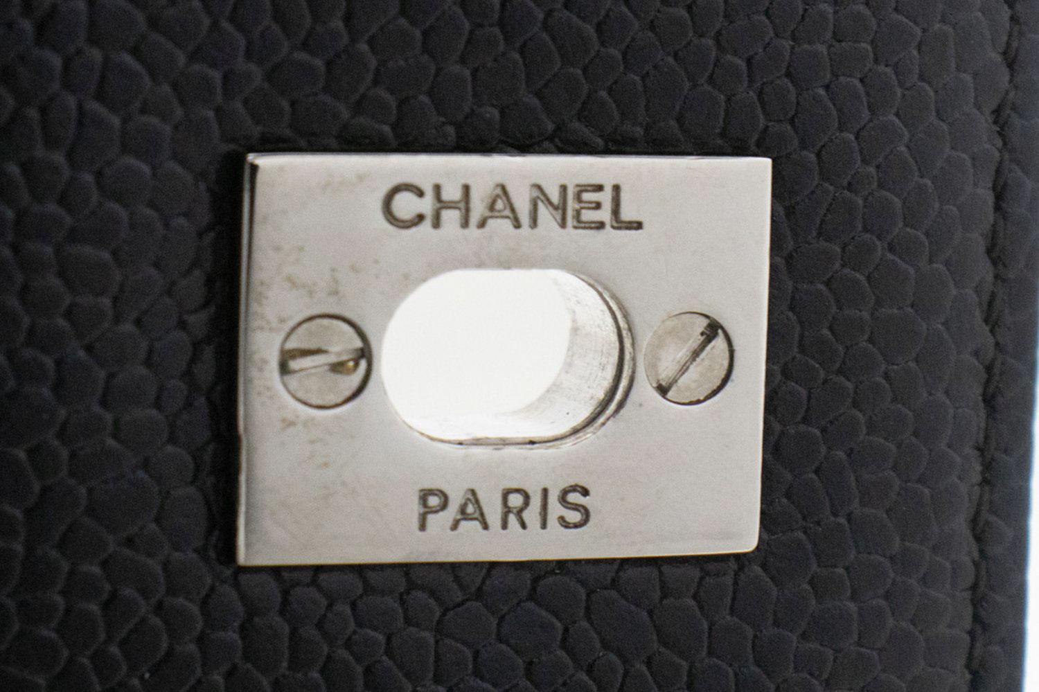 CHANEL Grained Calfskin Handbag Top Handle Bag Kelly Black Flap For Sale 10