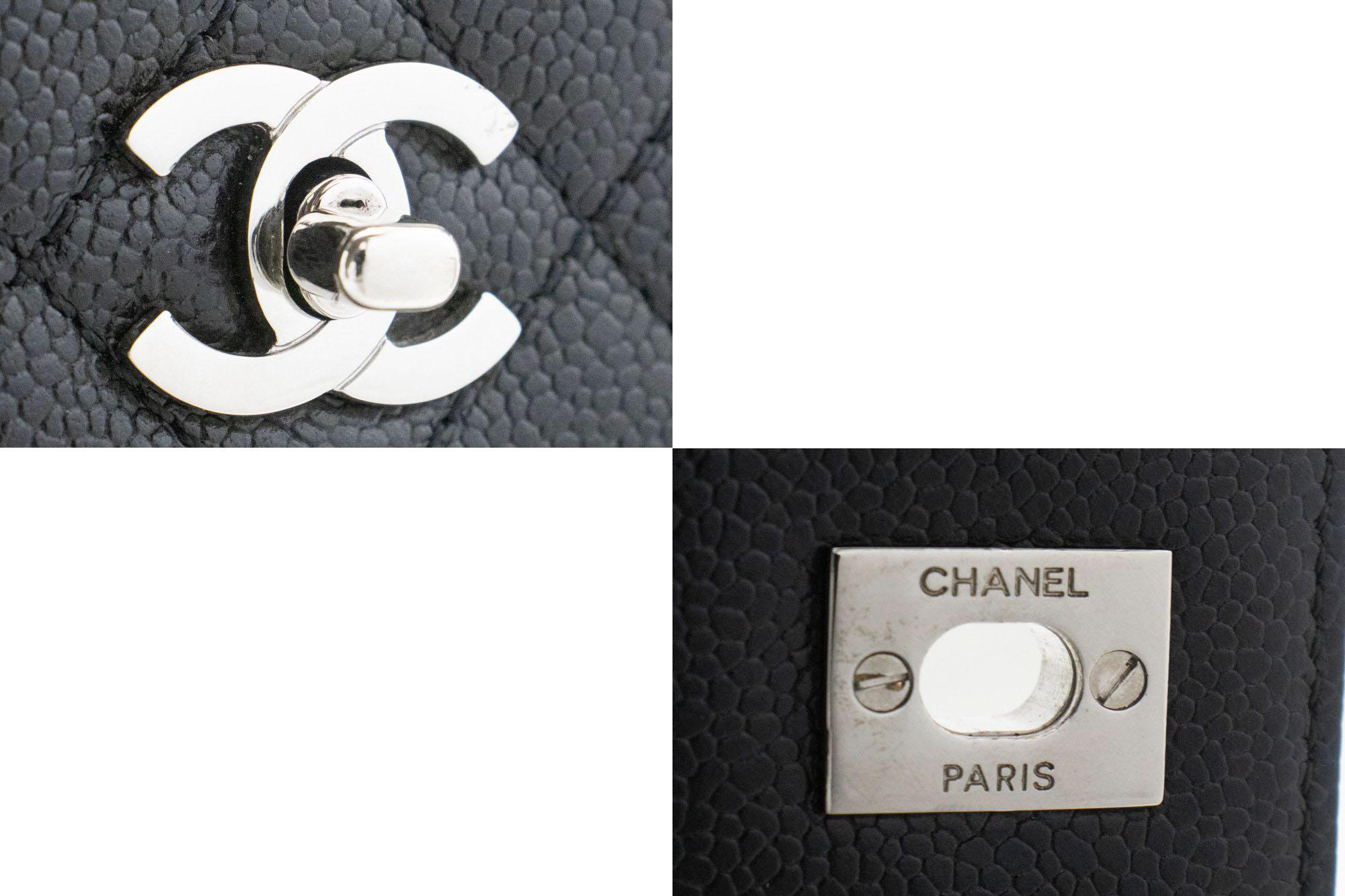 CHANEL Grained Calfskin Handbag Top Handle Bag Kelly Black Flap For Sale 3
