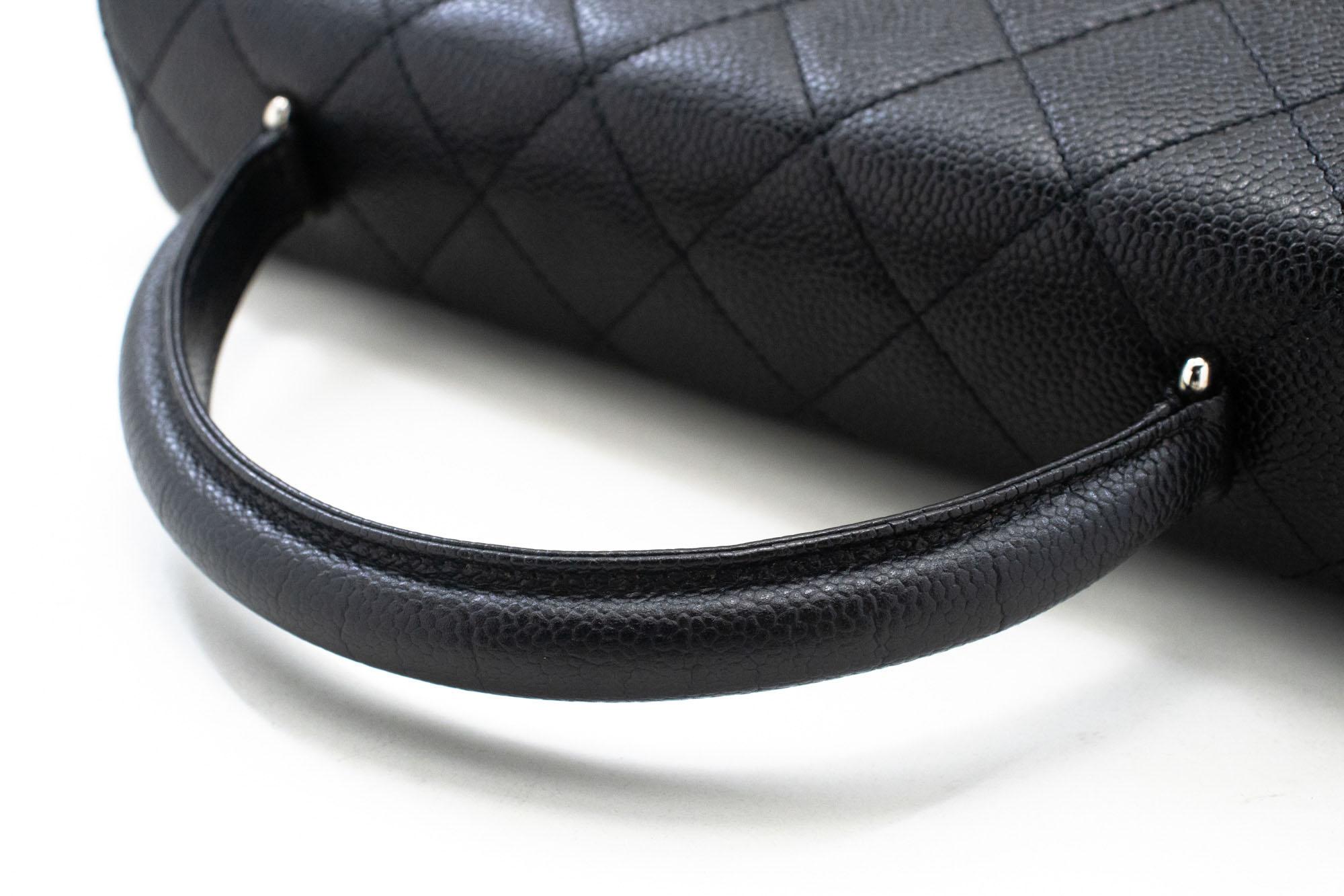 CHANEL Grained Calfskin Handbag Top Handle Bag Kelly Black Flap For Sale 5
