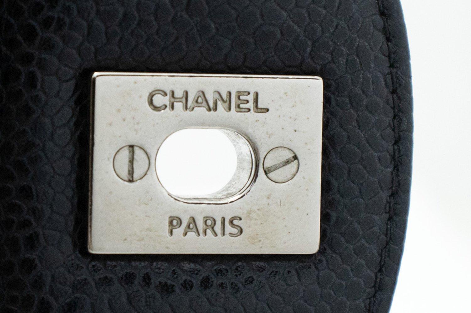 CHANEL Grained Calfskin Large Chain Shoulder Bag W Flap SV Classic For Sale 11