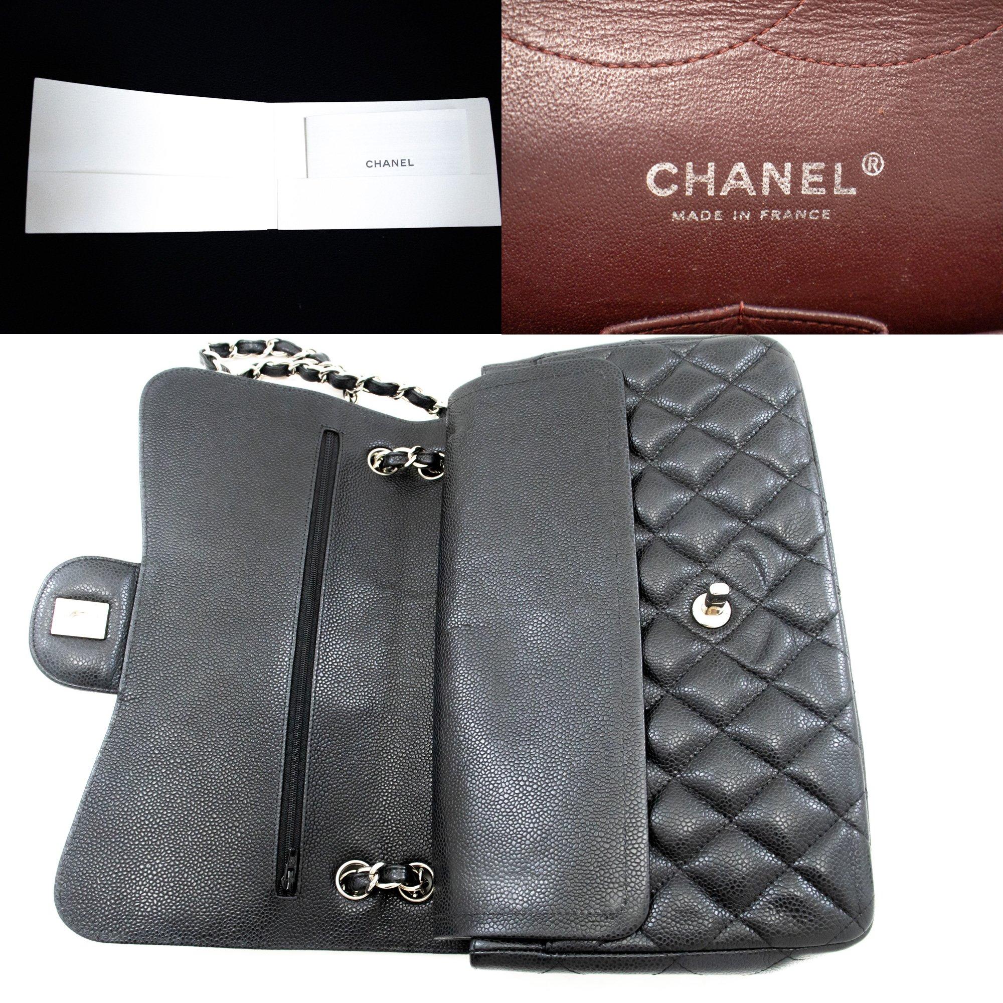 CHANEL Grained Calfskin Large Chain Shoulder Bag W Flap SV Classic For Sale 4