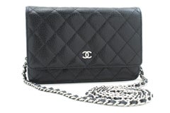 CHANEL Grained Calfskin WOC Wallet On Chain Black Shoulder Bag
