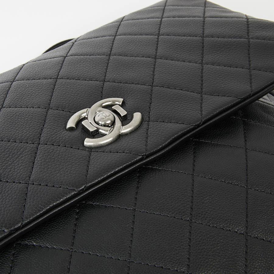 Black CHANEL Grained Leather Computer Bag 