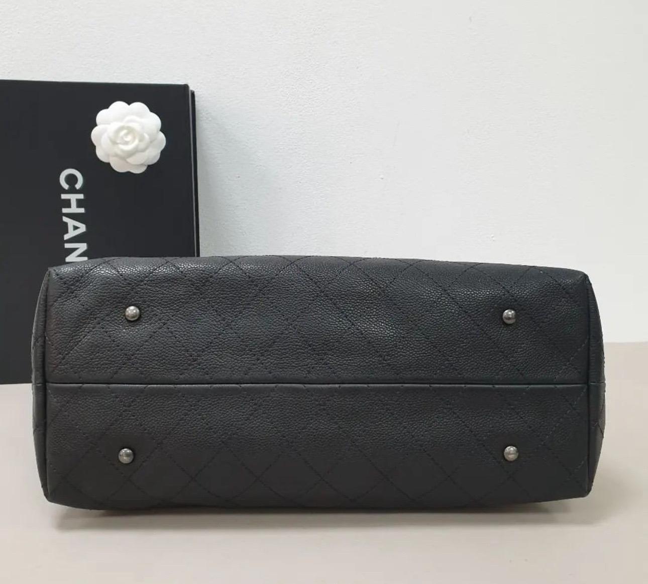 Chanel Grained Vegetal Calfskin Shopping Black Tote 2