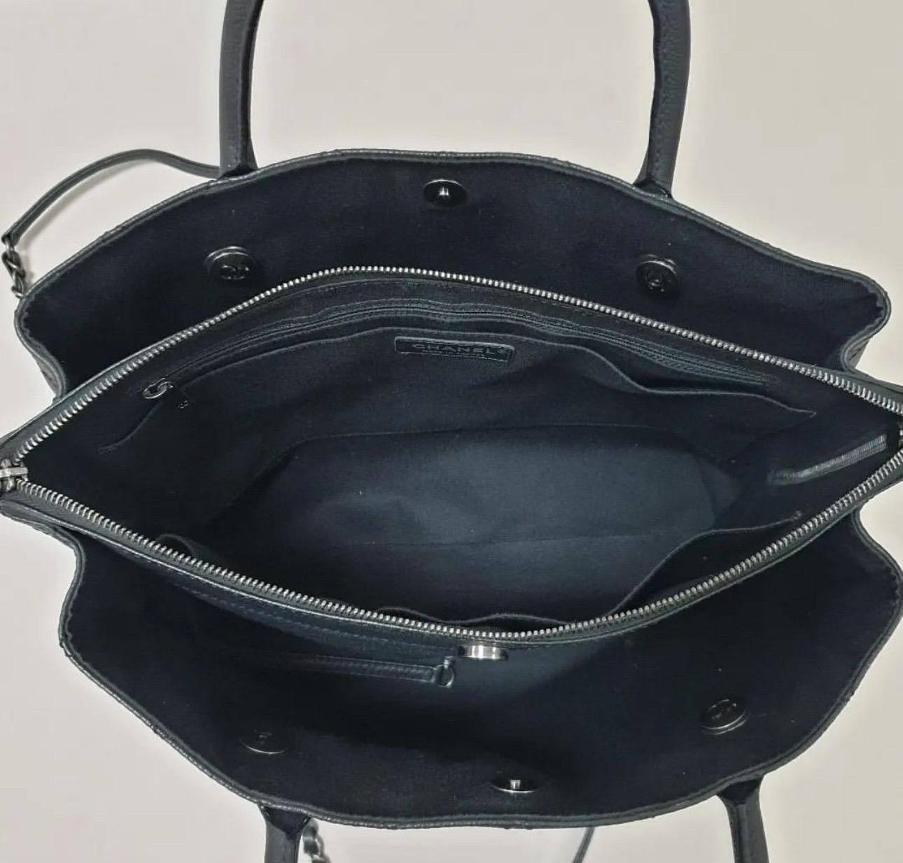 Chanel Grained Vegetal Calfskin Shopping Black Tote 3