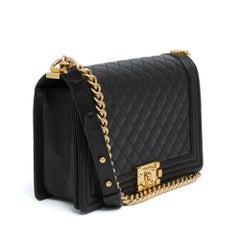 Chanel Grand Sac Boy 2015 Black Leather Golden HDW Chanel Large Boy Bag
