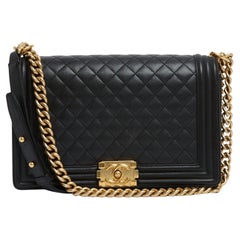 Chanel Grand Sac Boy 2015 Cuir Noir Doré HDW Chanel Grand Sac Boy