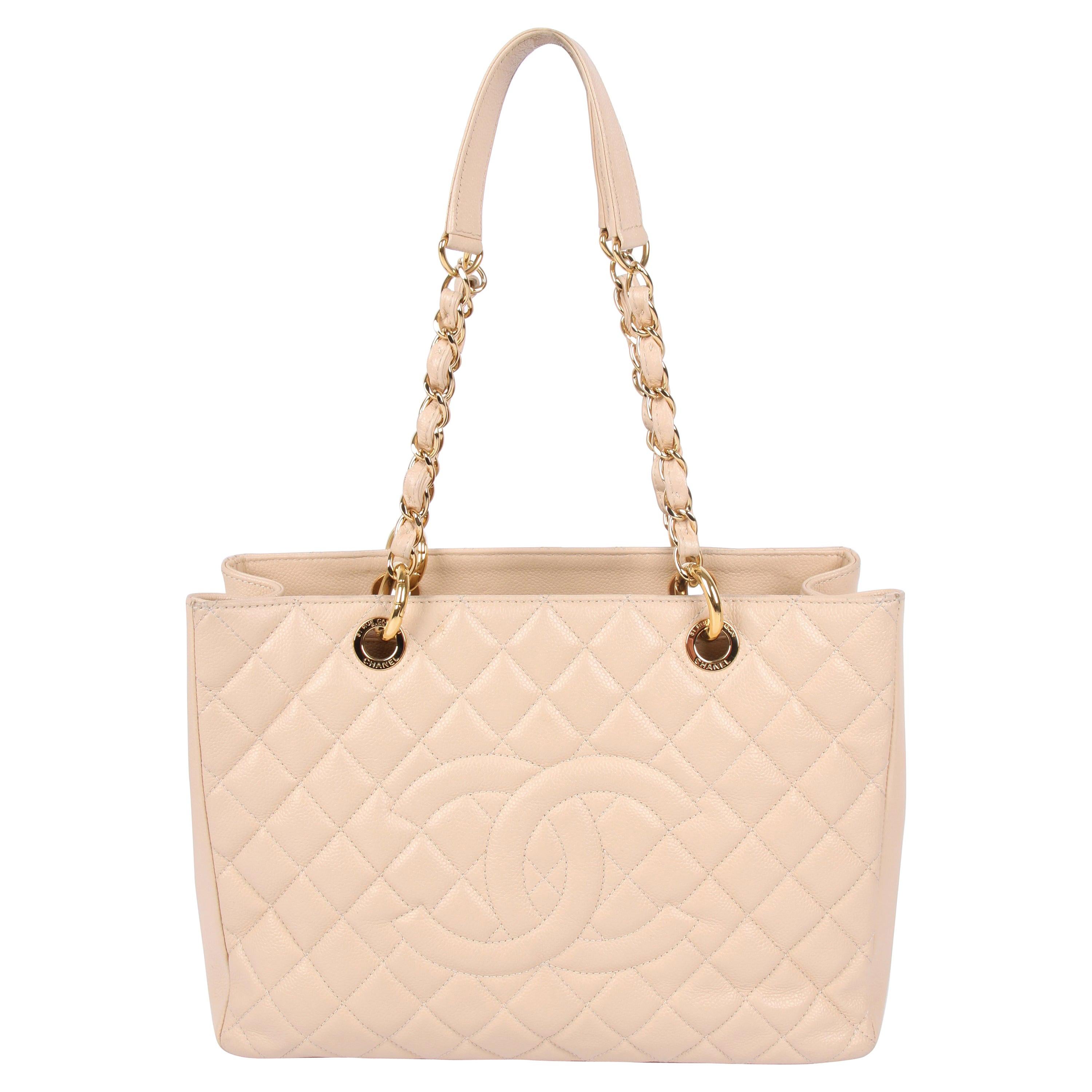   Chanel Grand Shopper Bag - beige caviar leather    For Sale