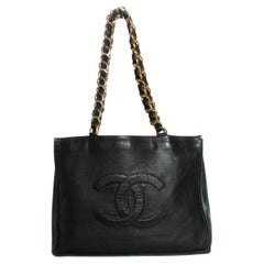 Chanel, Grand shopper in black lambskin leather