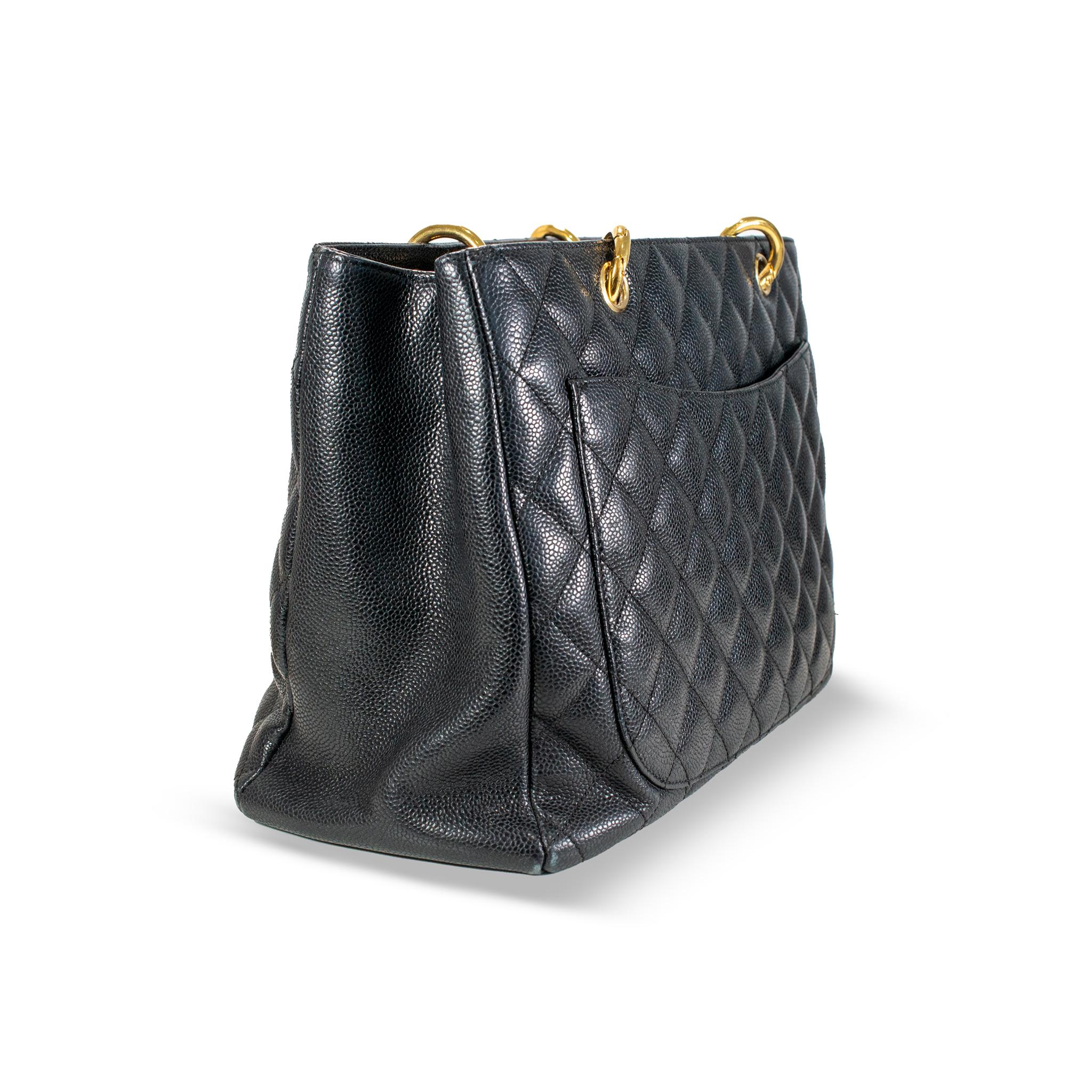 Chanel Grand Shopping Gst Schwarz Kaviar Gesteppt Muster Leder Handtasche im Zustand „Hervorragend“ im Angebot in Houston, US