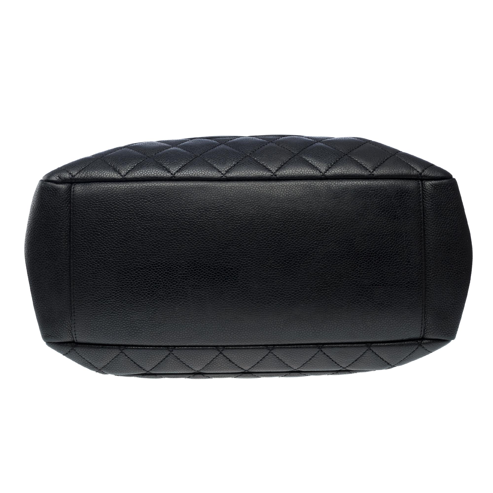  Chanel Grand Shopping Tote Bag (GST) aus schwarzem Kaviar gestepptem Leder, SHW im Angebot 6