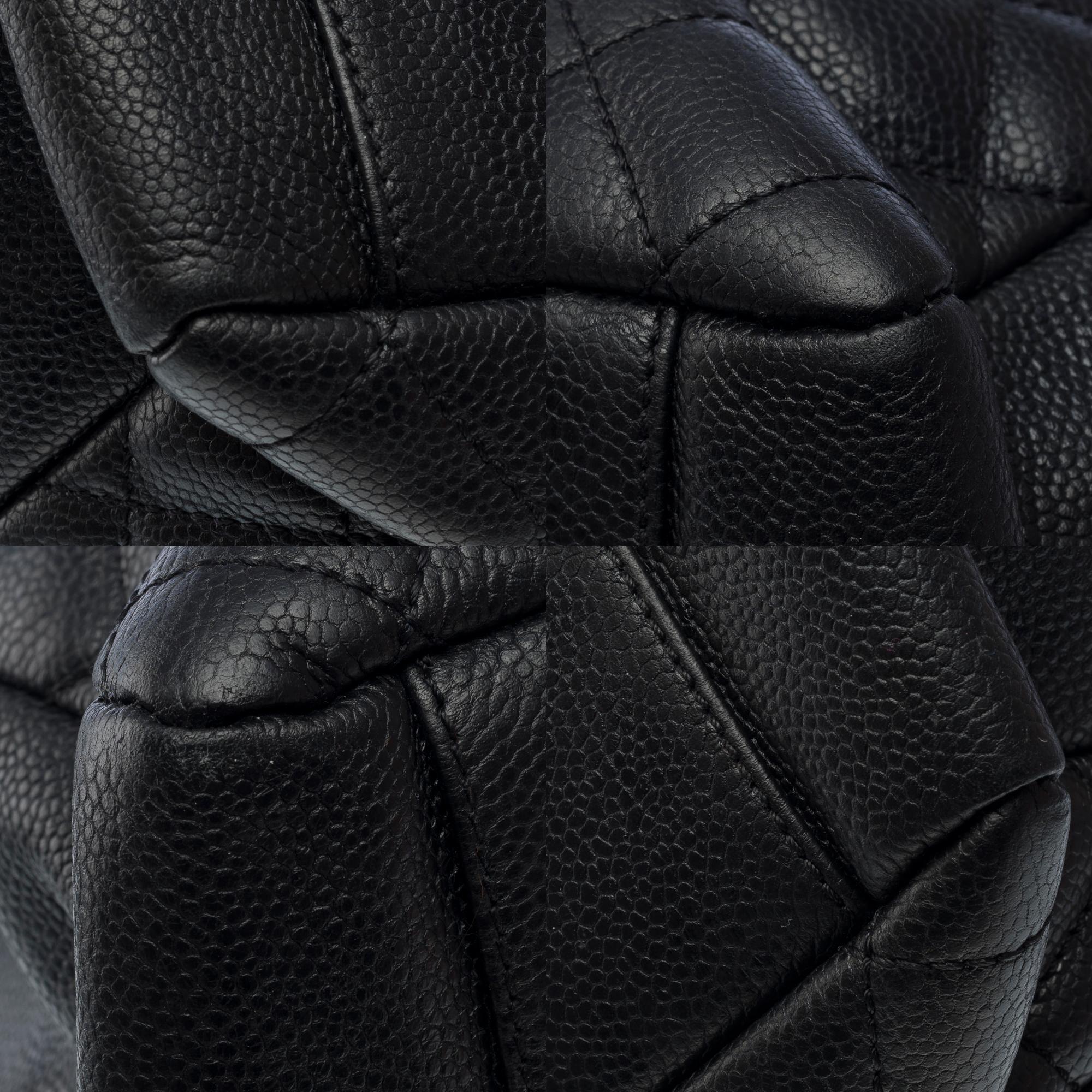  Chanel Grand Shopping Tote Bag (GST) aus schwarzem Kaviar gestepptem Leder, SHW im Angebot 7