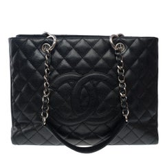 Chanel Grand Shopping Tote bag (GST) in black Caviar quilted leather, SHW