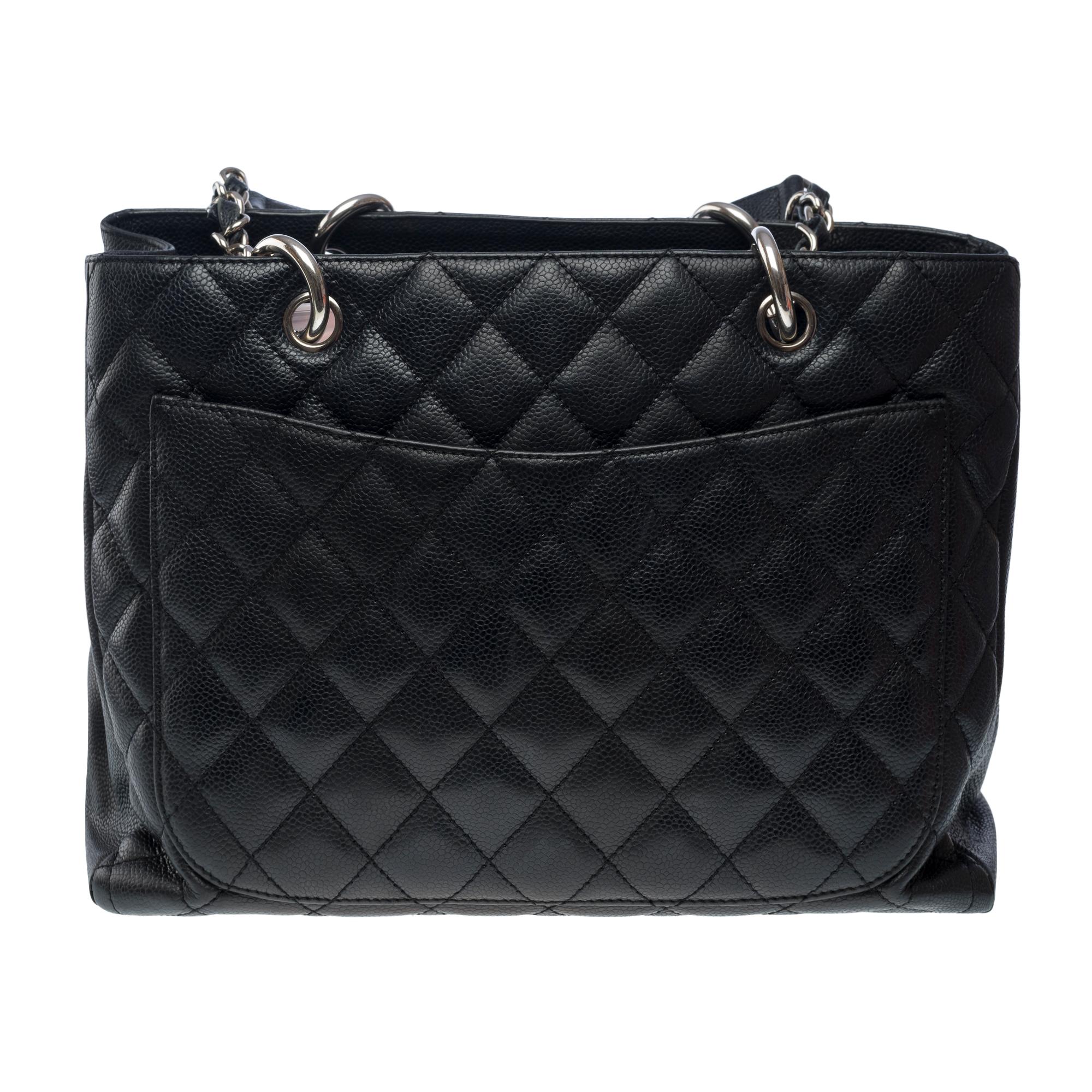  Chanel Grand Shopping Tote bag (GST) in black Caviar quilted leather, SHW In Good Condition For Sale In Paris, IDF