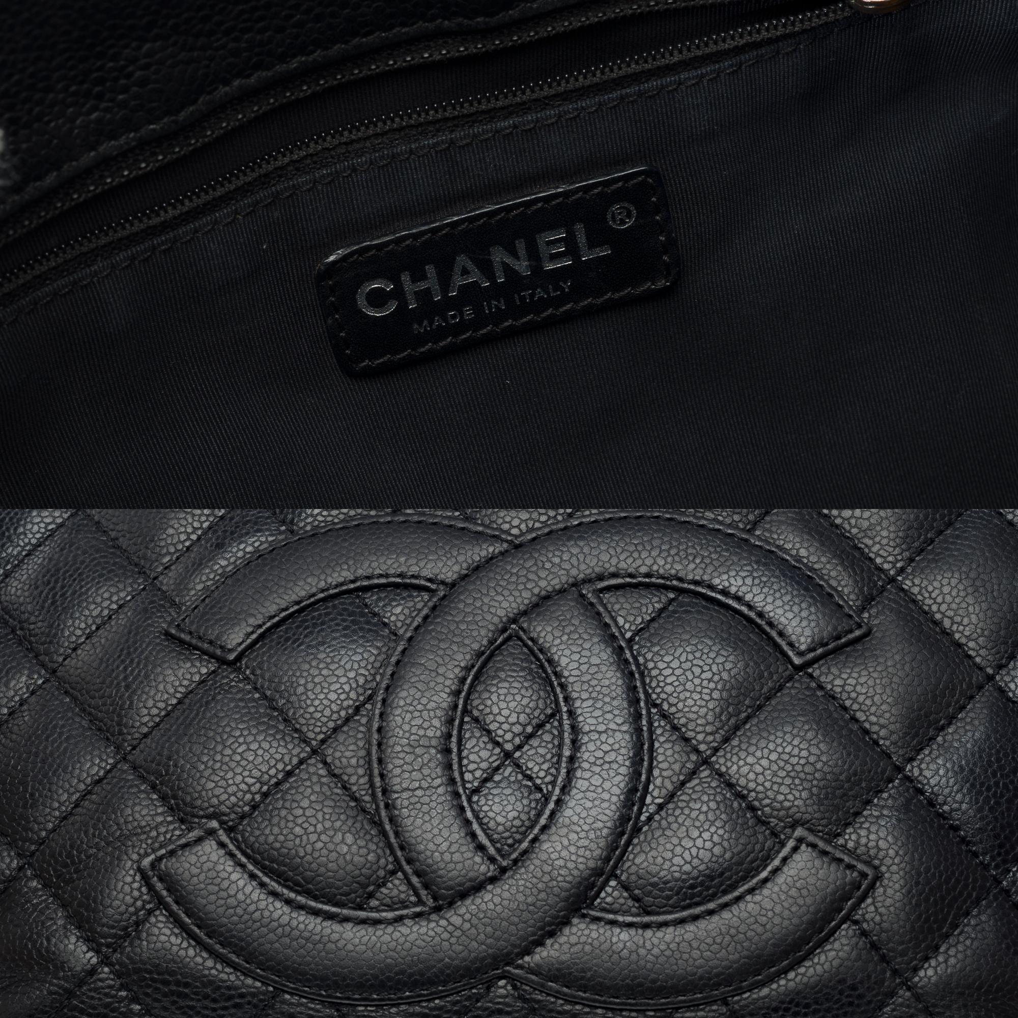  Chanel Grand Shopping Tote Bag (GST) aus schwarzem Kaviar gestepptem Leder, SHW im Angebot 2