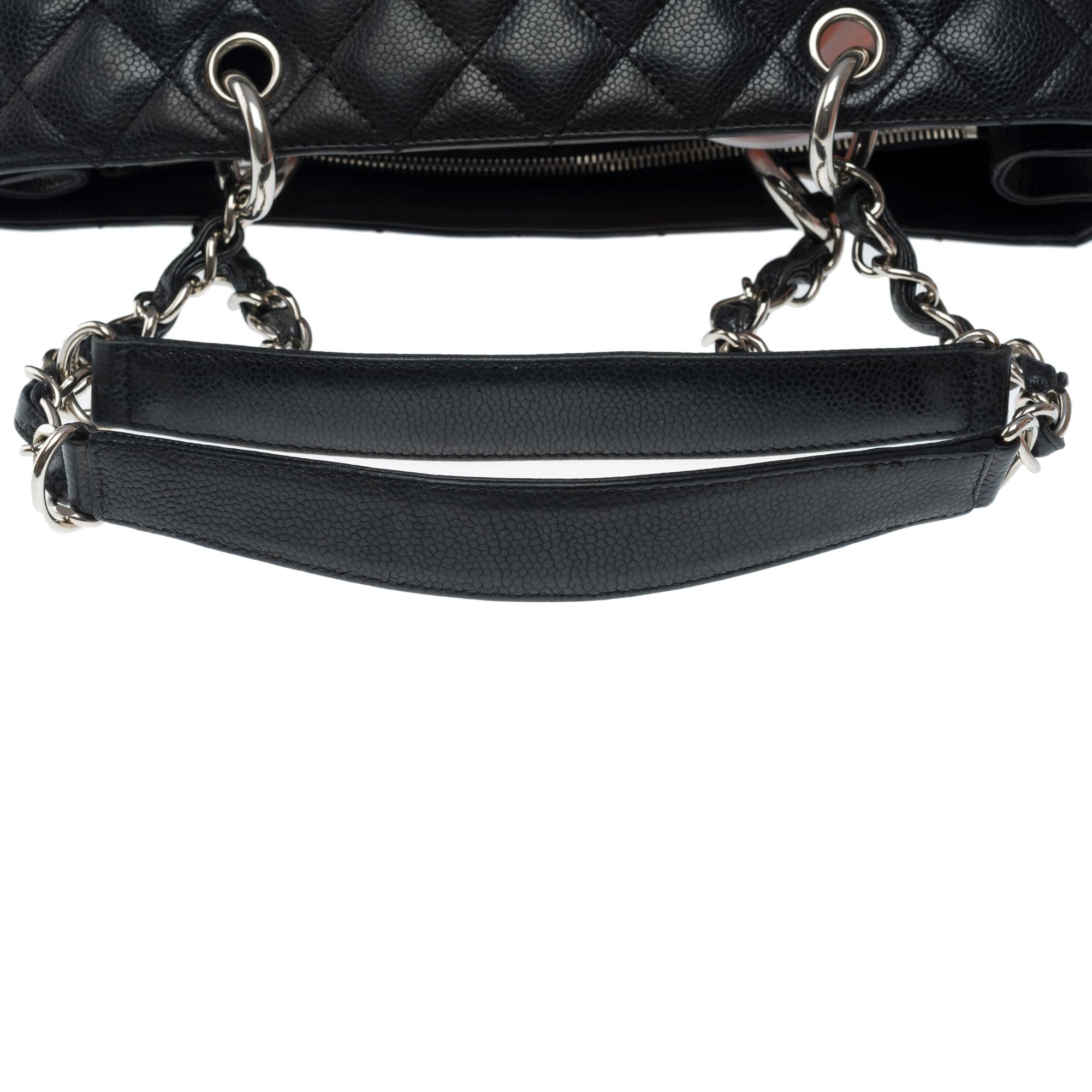  Chanel Grand Shopping Tote Bag (GST) aus schwarzem Kaviar gestepptem Leder, SHW im Angebot 5