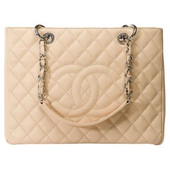 Chanel Grand Shopping Tote bag (GST) in Gold Caviar quilted leather, SHW
