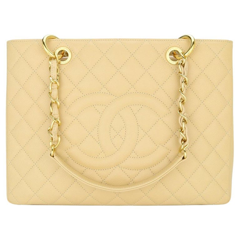 CHANEL Grand Shopping Tote (GST) Bag Beige Caviar with Gold Hardware 2012  at 1stDibs