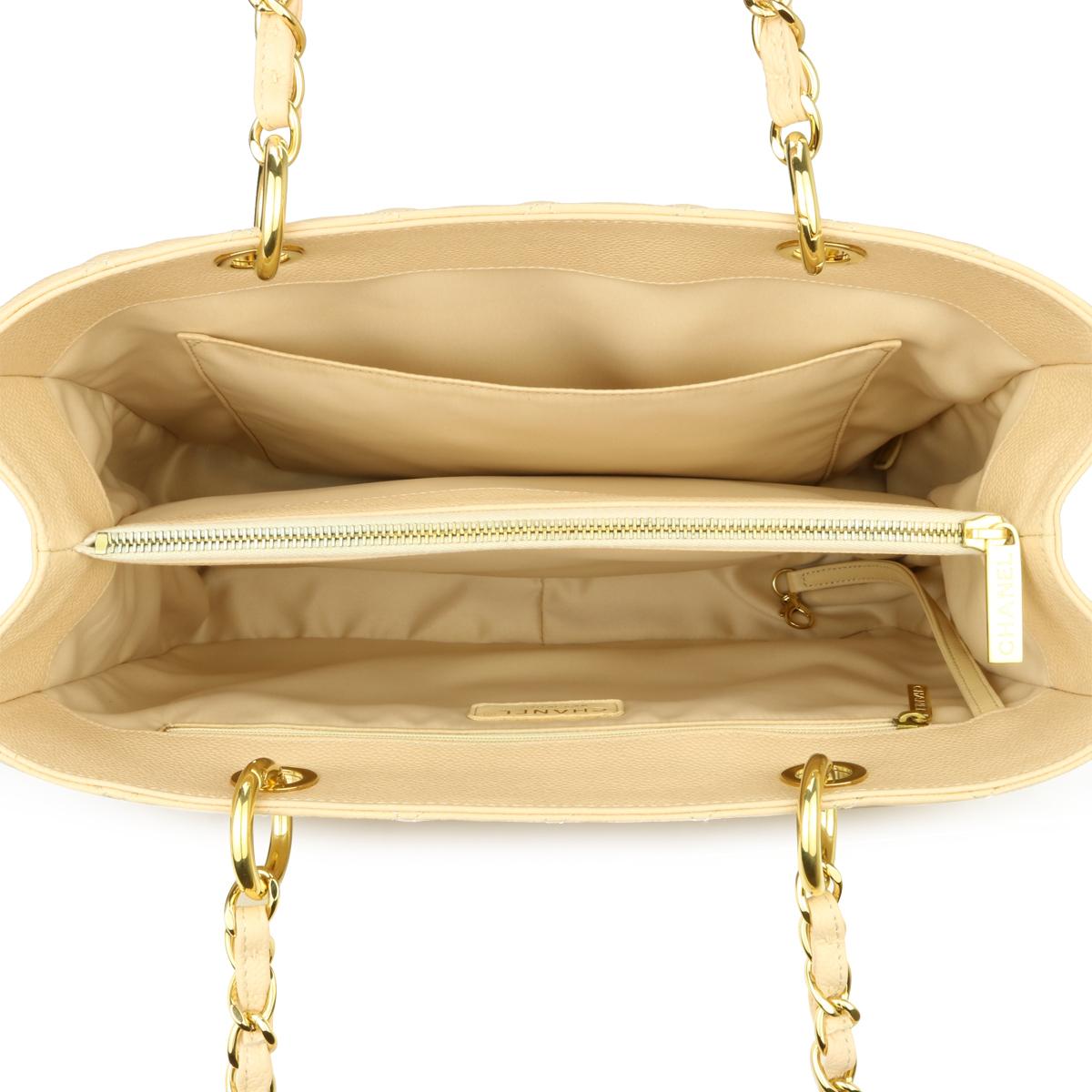 CHANEL Grand Shopping Tote (GST) Bag Beige Caviar with Gold Hardware 2013 For Sale 7
