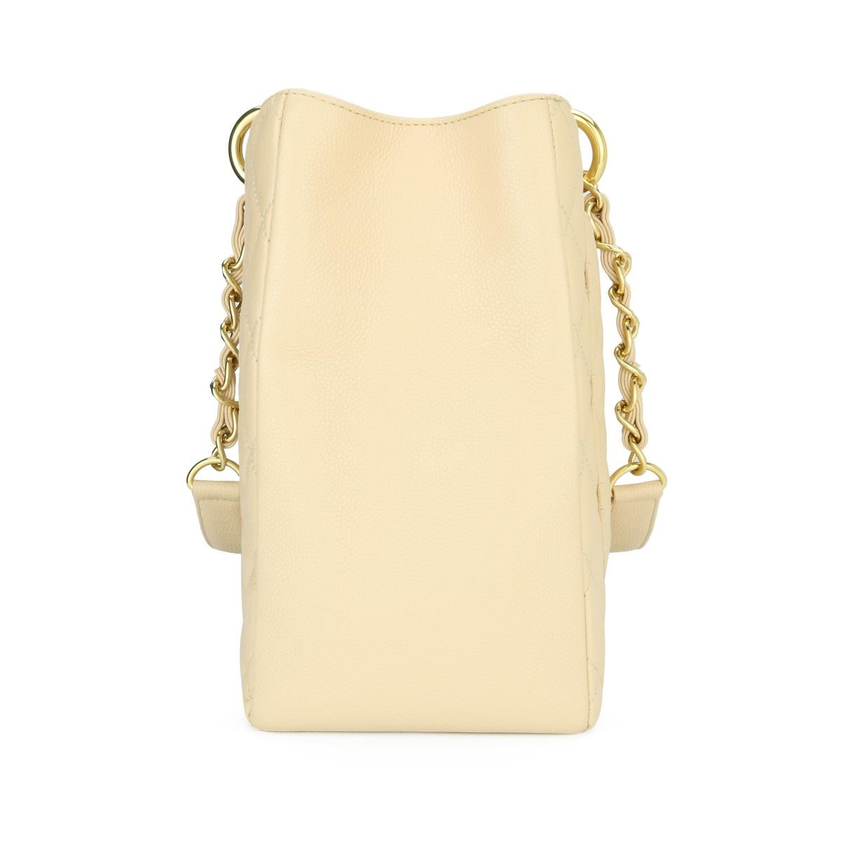 Women's or Men's CHANEL Grand Shopping Tote (GST) Bag Beige Caviar with Gold Hardware 2013 For Sale