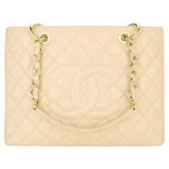 CHANEL Grand Shopping Tote (GST) Tasche in Beige und Kaviar mit Goldbeschlägen 2013