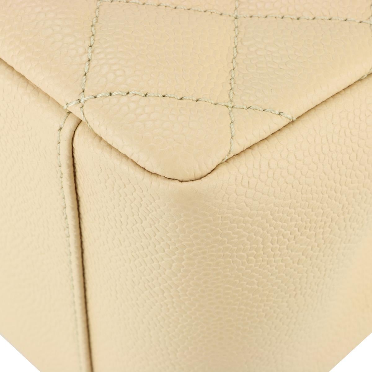 CHANEL Grand Shopping Tote (GST) Bag Beige Caviar with Silver Hardware 2013 For Sale 6