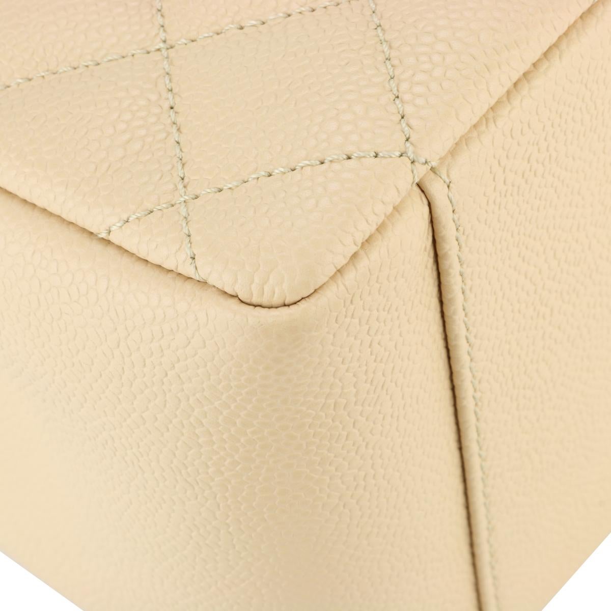 CHANEL Grand Shopping Tote (GST) Bag Beige Caviar with Silver Hardware 2013 For Sale 3