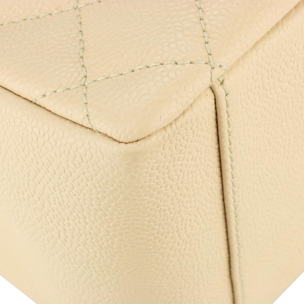 CHANEL Grand Shopping Tote (GST) Bag Beige Caviar with Silver Hardware 2013 For Sale 5