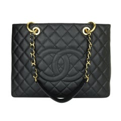 CHANEL Grand Shopping Tote (GST) Bag Black Caviar with Gold Hardware 2010