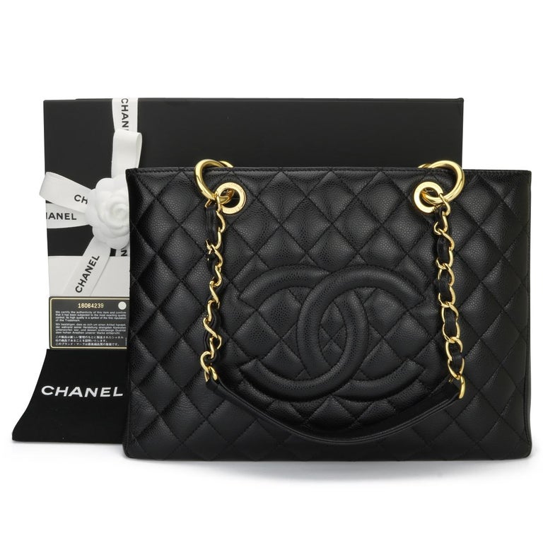 CHANEL Grand Shopping Tote (GST) Bag Black Caviar with Gold Hardware ...