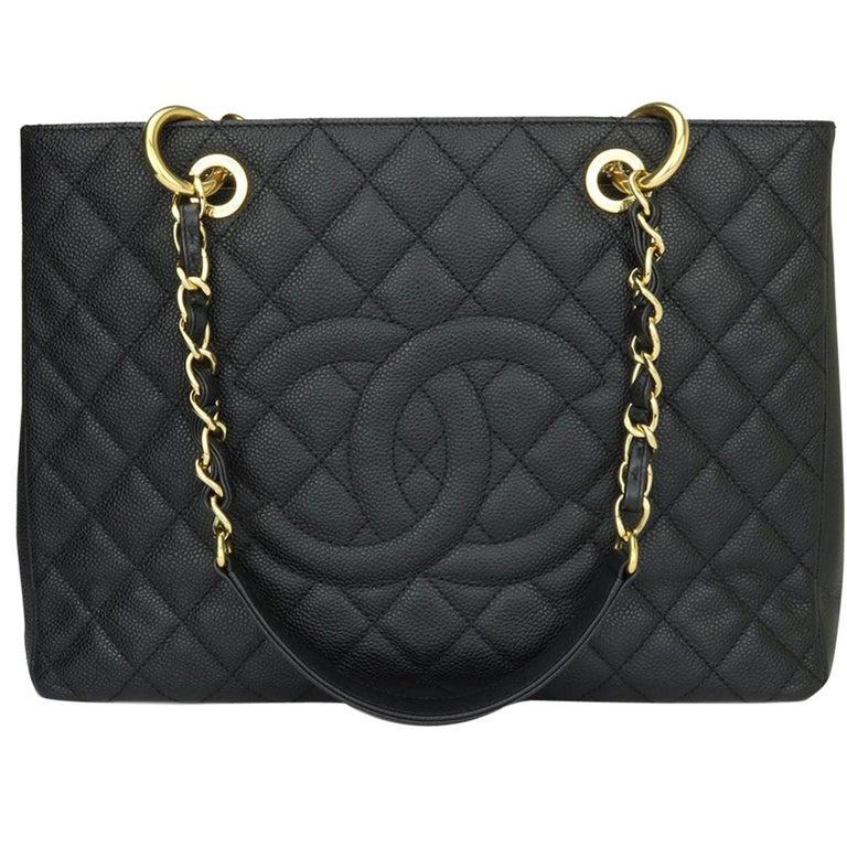CHANEL Grand Shopping Tote (GST) Bag Black Caviar with Gold Hardware 2012  at 1stDibs