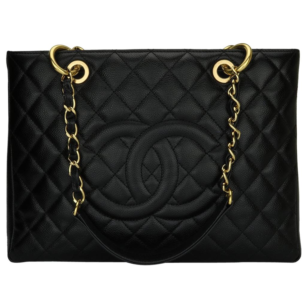 CHANEL Grand Shopping Tote (GST) Bag Black Caviar with Gold Hardware 2012