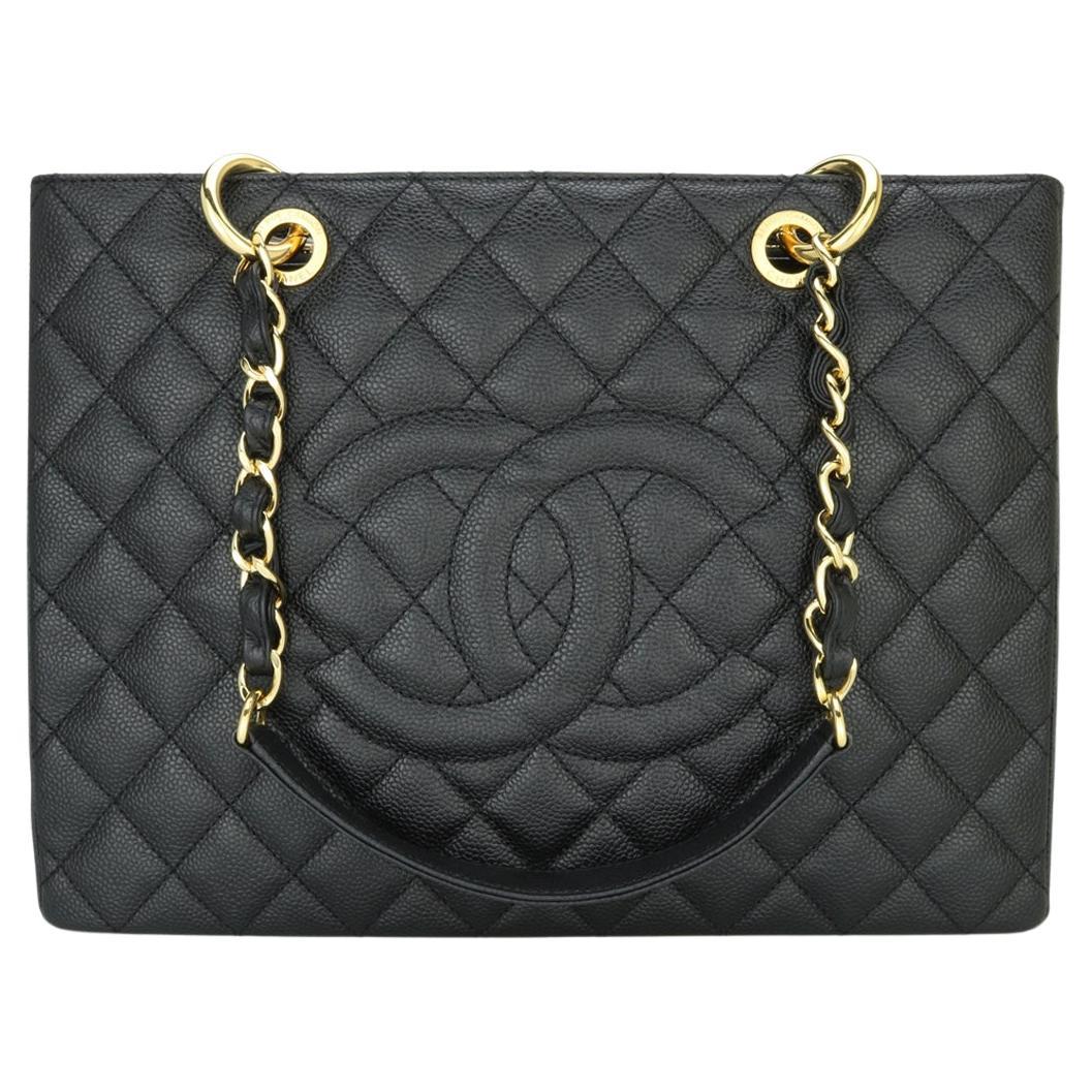 CHANEL Grand Shopping Tote (GST) Bag Black Caviar with Gold Hardware 2012  For Sale at 1stDibs