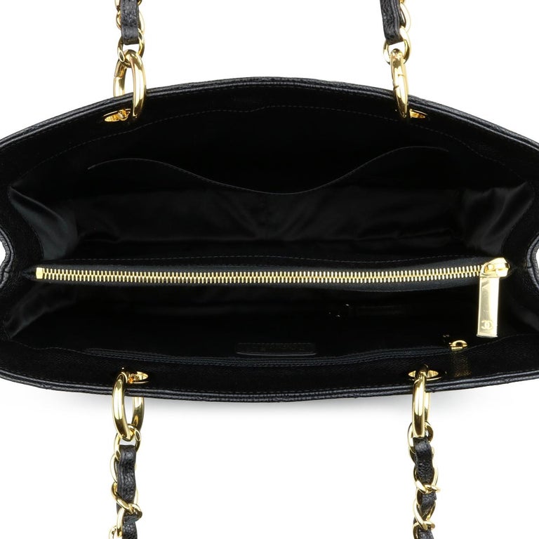 Lot 920: Black Chanel Grand Shopping Tote with Gold
