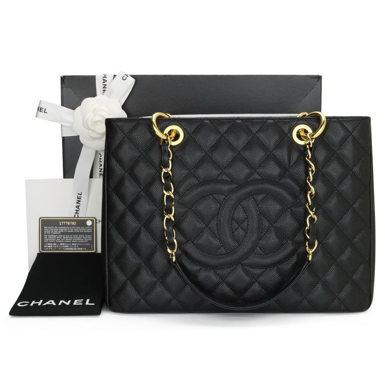 CHANEL Grand Shopping Tote (GST) Bag Black Caviar with Gold