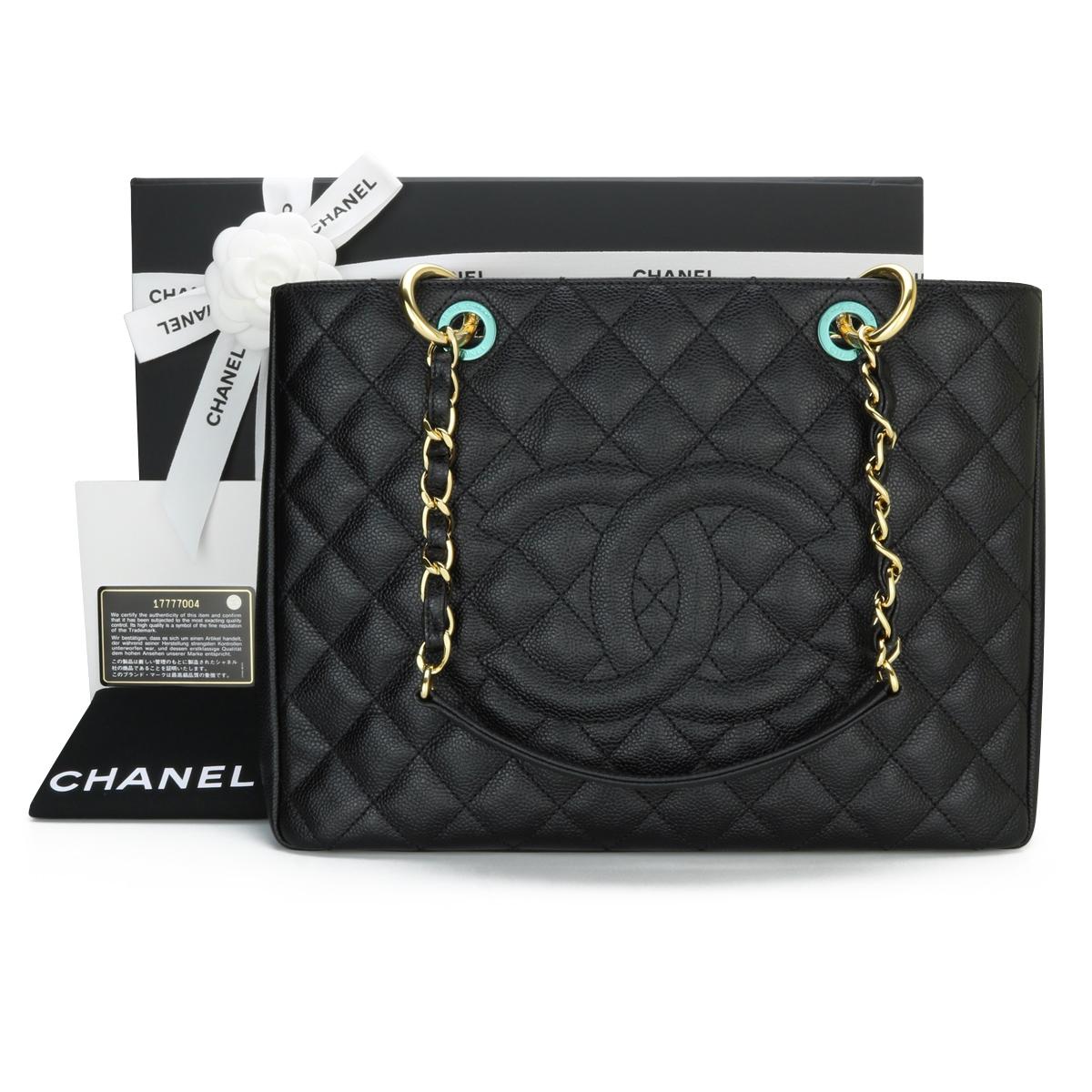 CHANEL Grand Shopping Tote (GST) Black Caviar with Gold Hardware 2013.

This bag is in pristine condition, the bag still holds its original shape, and the hardware is still very shiny.

As Chanel has discontinued the Grand Shopping Tote (GST), it is