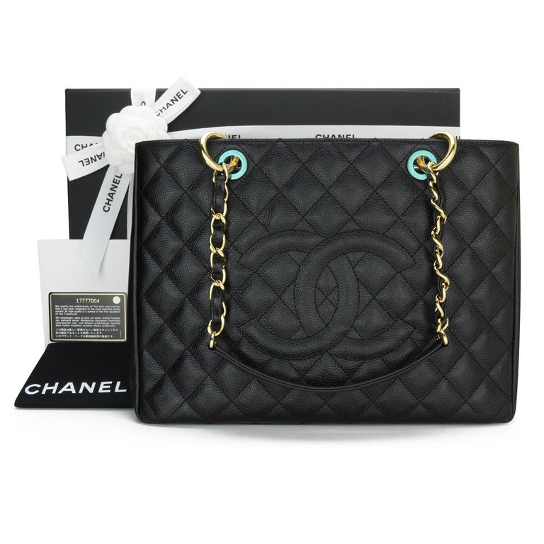Chanel Grand Shopping Tote (GST) Bag Black Caviar Silver Hardware