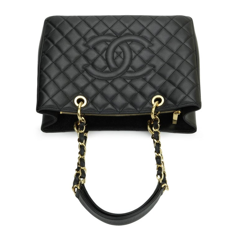 CHANEL Grand Shopping Tote (GST) Bag Black Caviar with Gold Hardware 2014 For Sale 7