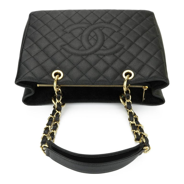 CHANEL Grand Shopping Tote (GST) Bag Black Caviar with Gold Hardware 2014 at 1stdibs