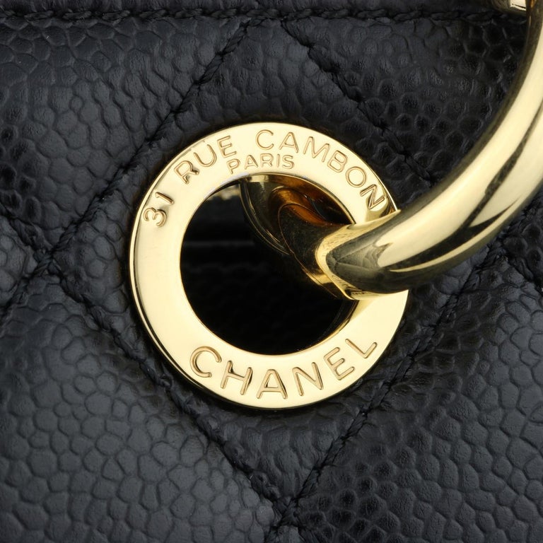 CHANEL Grand Shopping Tote (GST) Bag Black Caviar with Gold Hardware 2014 For Sale 8