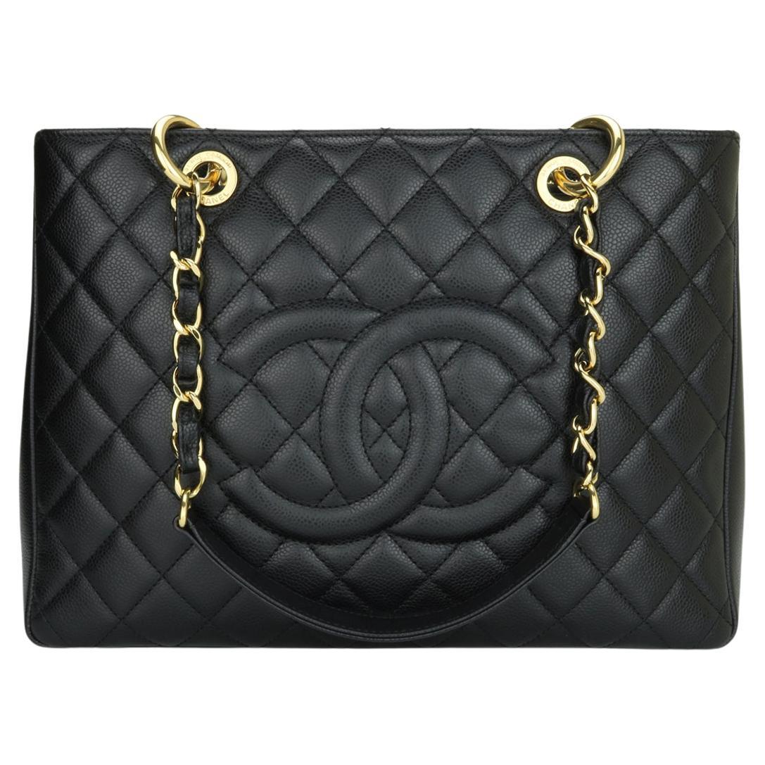CHANEL Grand Shopping Tote (GST) Bag Black Caviar with Gold Hardware 2014  at 1stDibs