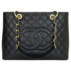 CHANEL Grand Shopping Tote (GST) Bag Black Caviar with Gold Hardware 2014
