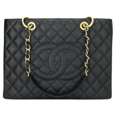 CHANEL Grand Shopping Tote (GST) Bag Black Caviar with Gold Hardware 2014