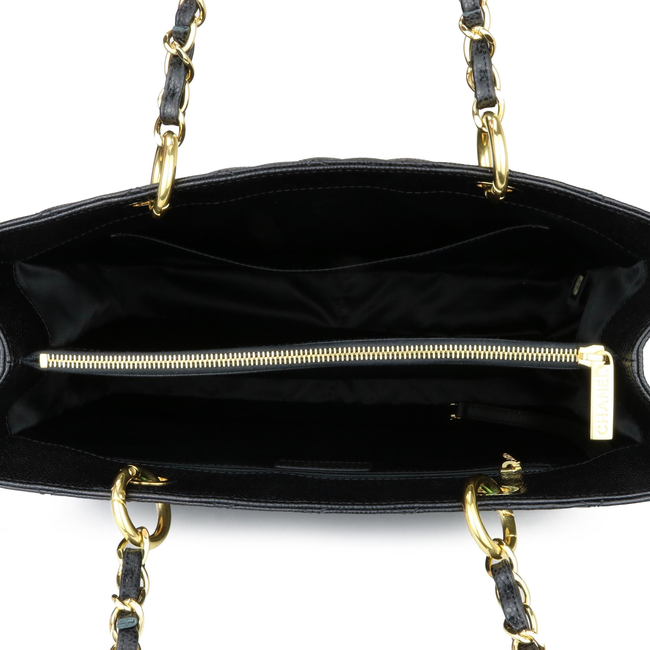 CHANEL Grand Shopping Tote (GST) Bag Black Caviar with Gold Hardware 2015 8