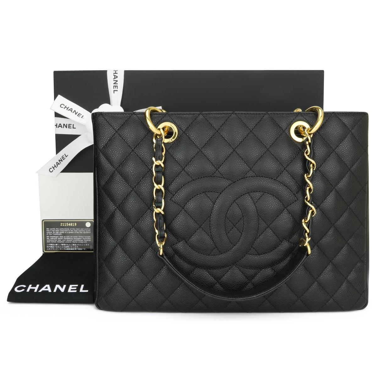 CHANEL Grand Shopping Tote (GST) Black Caviar with Gold Hardware 2015.

This bag is in excellent condition, the bag still holds its original shape, and the hardware is still very shiny.
As Chanel has discontinued the Grand Shopping Tote (GST), it is